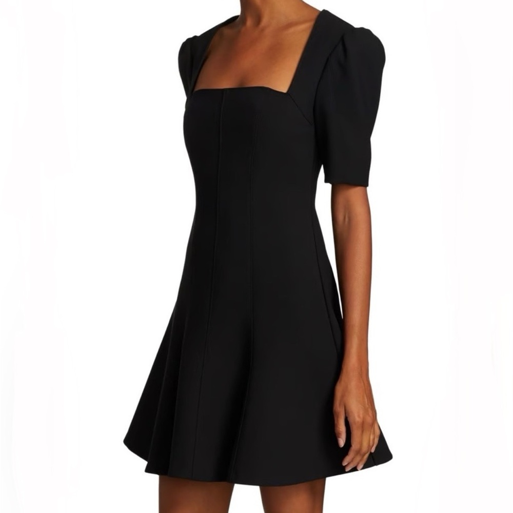 NWT CINQ À SEPT Joy Puff-Sleeve Black Dress Size 10